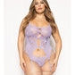 Floral Lace and Mesh Cami w/Attached Garters & Thong - QN - SEXYEONE