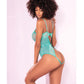 Floral Lace Peek A Boo Open Back Teddy Aqua - SEXYEONE