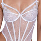 Forever Yours Embroidered Bustier & Thong White - SEXYEONE