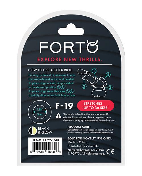 product image,Forto F-19 Two Tone Liquid Silicone Cock Ring - Black/glow In The Dark - SEXYEONE