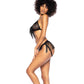 Fringe Halter Top & Open Back Bottom W/front Zipper Black - SEXYEONE