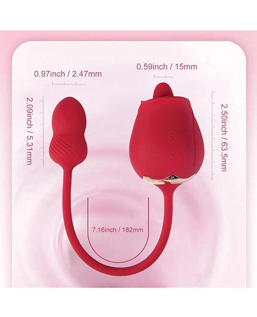 Fuchsia Rose Clit Licking Stimulator & Vibrating Egg - Red - SEXYEONE