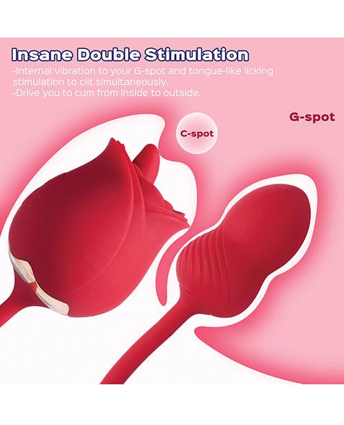 image of product,Fuchsia Rose Clit Licking Stimulator & Vibrating Egg - Red - SEXYEONE