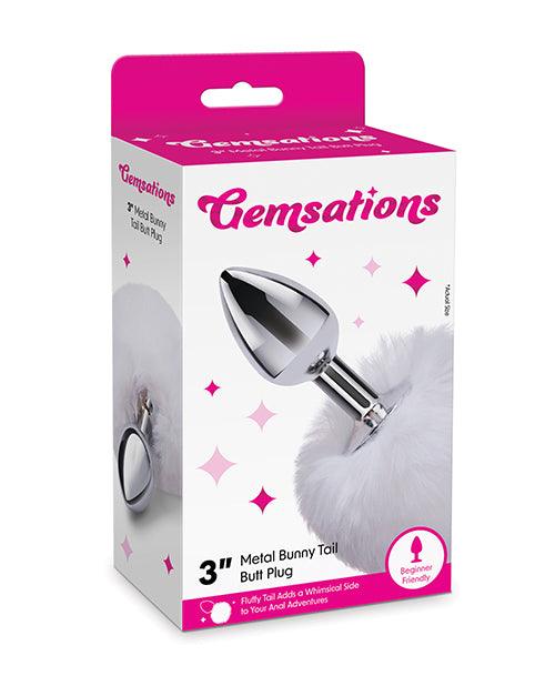 product image, Gemsations 2.95" Metal Bunny Tail Butt Plug - Silver - SEXYEONE