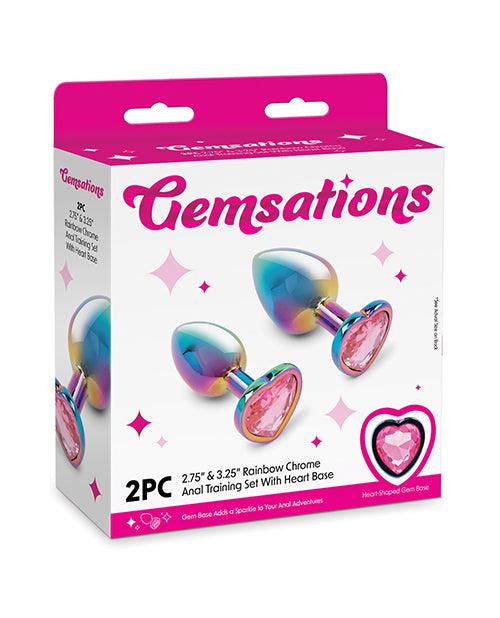 product image, Gemsations 2 pc 2.75" & 3.25" Chrome Anal Training Set - Rainbow - SEXYEONE