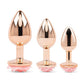 Gemsations 3 pc 2.75" & 3.15" & 3.7" Rose Metal Butt Plug Training Set - Rose Gold - SEXYEONE