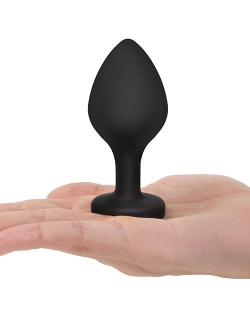 image of product,Gemsations 3 pc 2.75" & 3.15" & 3.7" Silicone Bling Bling Heart Butt Plug Training Set - Black - SEXYEONE