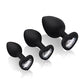 Gemsations 3 pc 2.75" & 3.15" & 3.7" Silicone Bling Bling Heart Butt Plug Training Set - Black - SEXYEONE