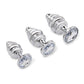 Gemsations 3 pc 2.95" & 3.25" & 3.7" Ripple Bling Bling Metal Butt Plug Training Set - Silver - SEXYEONE