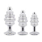 Gemsations 3 pc 2.95" & 3.25" & 3.7" Ripple Bling Bling Metal Butt Plug Training Set - Silver - SEXYEONE