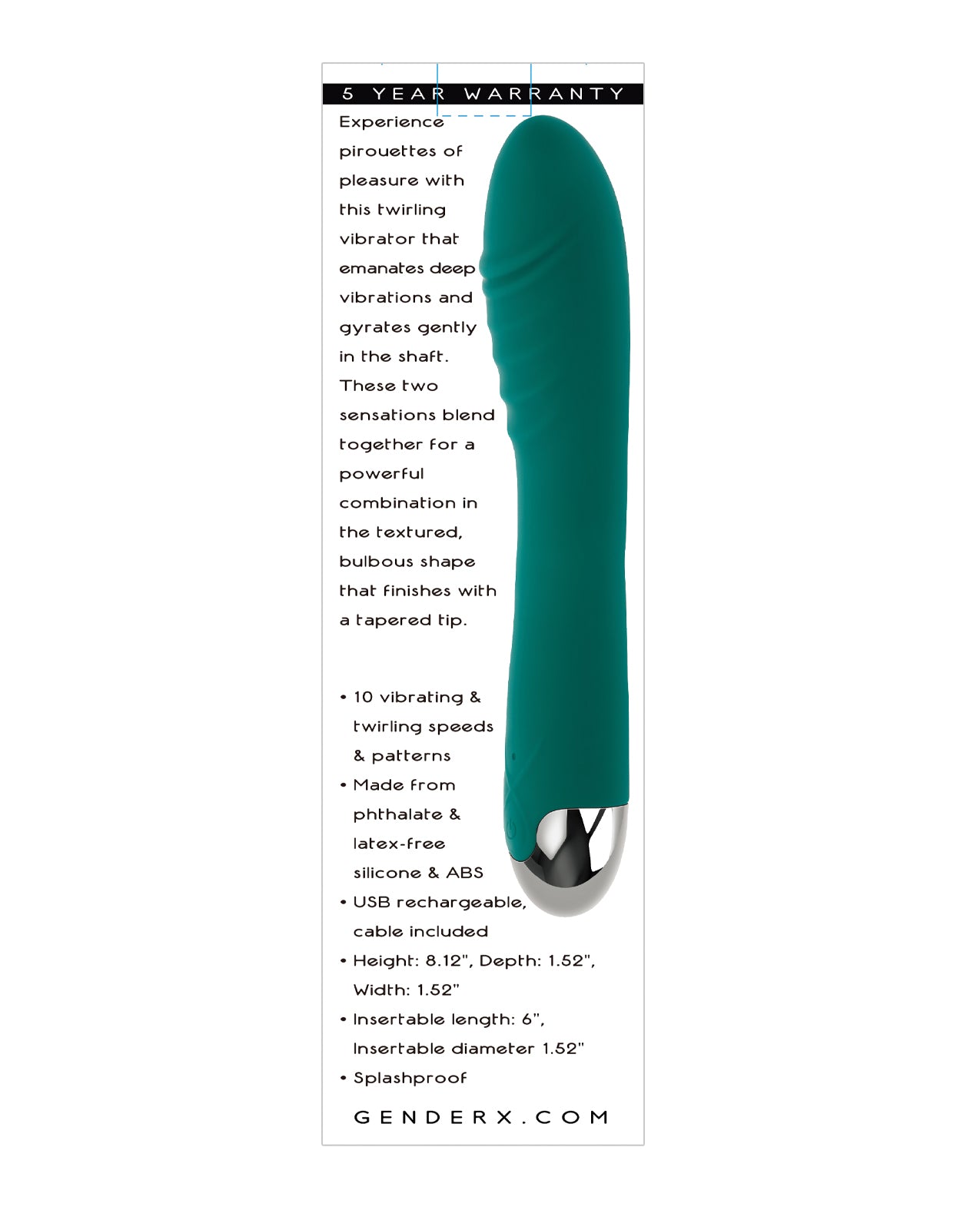 image of product,Gender X Pirouette Twirling Vibrator - Teal - SEXYEONE