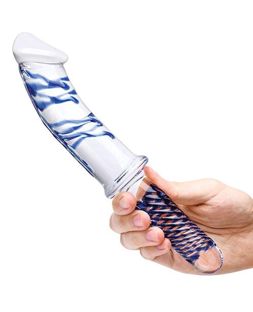 image of product,Glas 11" Realistic Double Ended Glass Dildo w/Handle - Blue - SEXYEONE