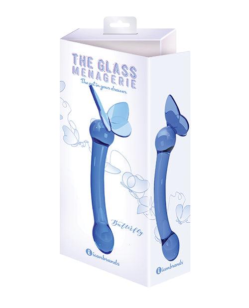 image of product,Glass Menagerie Butterfly Glass G Spot Dildo - Dark Blue - SEXYEONE