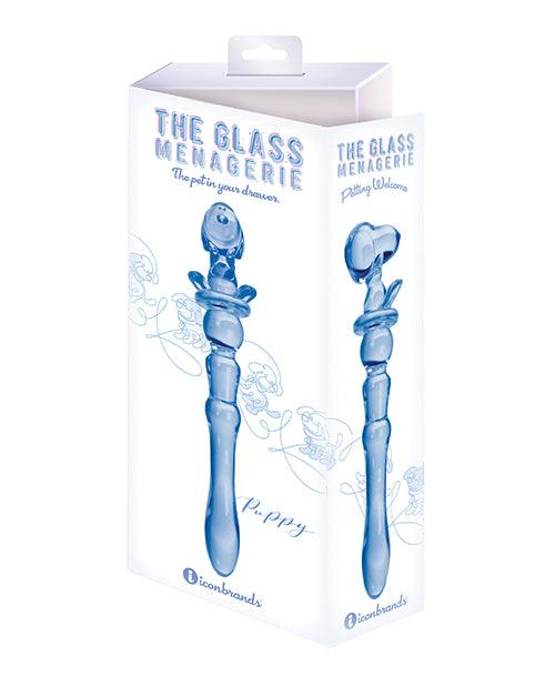 image of product,Glass Menagerie Puppy Glass Dildo - Dark Blue - SEXYEONE