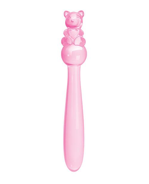 image of product,Glass Menagerie Teddy Glass Dildo - Pink - SEXYEONE