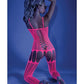 Glow Black Light Criss Cross Paneled Bodystocking Neon Pink O/s - SEXYEONE