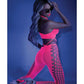 Glow Black Light Cropped Cutout Halter Bodystocking Neon Pink O/s - SEXYEONE