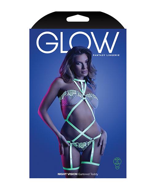 image of product,Glow Night Vision Glow In The Dark Gartered Teddy - SEXYEONE