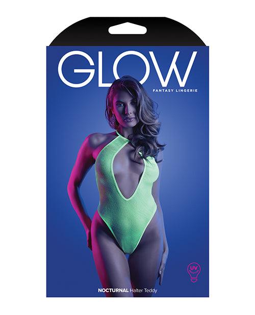 image of product,Glow Nocturnal Halter Teddy Neon Chartreuse - SEXYEONE