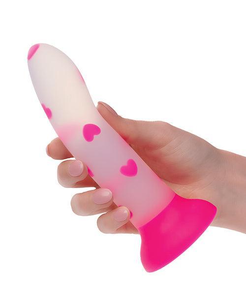 image of product,Glow Stick Heart Suction Cup Glow-in-the-Dark Dildo - Pink - SEXYEONE