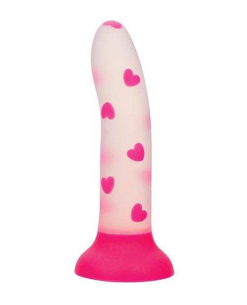 image of product,Glow Stick Heart Suction Cup Glow-in-the-Dark Dildo - Pink - SEXYEONE