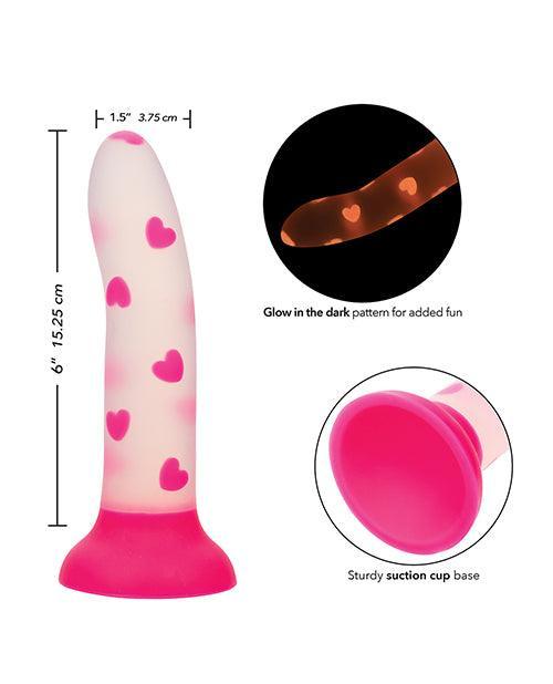 image of product,Glow Stick Heart Suction Cup Glow-in-the-Dark Dildo - Pink - SEXYEONE