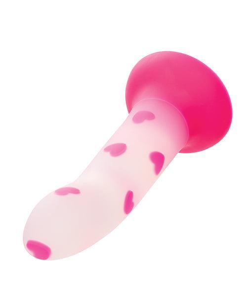 image of product,Glow Stick Heart Suction Cup Glow-in-the-Dark Dildo - Pink - SEXYEONE