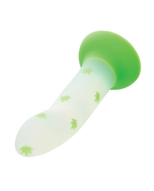 image of product,Glow Stick Leaf Suction Cup Glow-in-the-Dark Dildo - Green - SEXYEONE