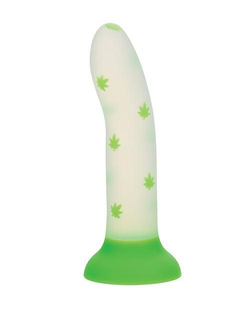 image of product,Glow Stick Leaf Suction Cup Glow-in-the-Dark Dildo - Green - SEXYEONE