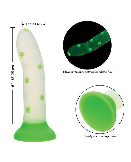 image of product,Glow Stick Leaf Suction Cup Glow-in-the-Dark Dildo - Green - SEXYEONE