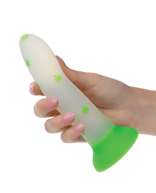 image of product,Glow Stick Leaf Suction Cup Glow-in-the-Dark Dildo - Green - SEXYEONE