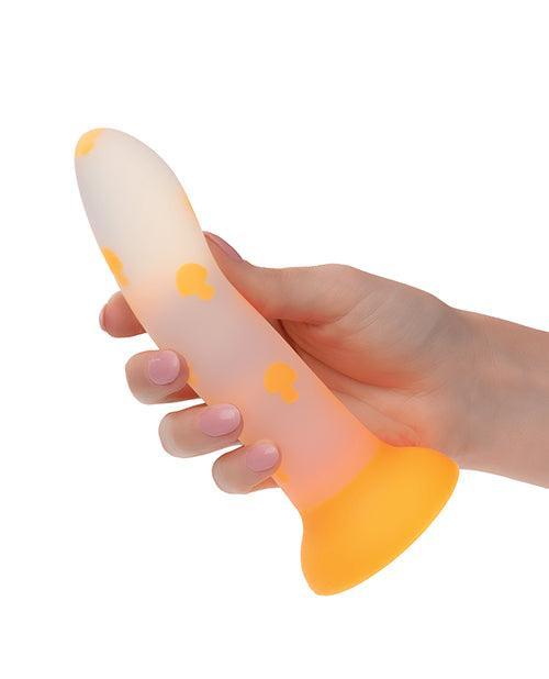 image of product,Glow Stick Mushroom Suction Cup Glow-in-the-Dark Dildo - Orange - SEXYEONE