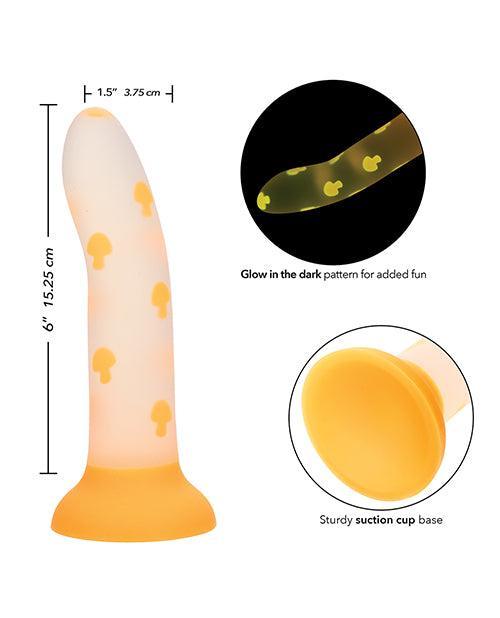 image of product,Glow Stick Mushroom Suction Cup Glow-in-the-Dark Dildo - Orange - SEXYEONE