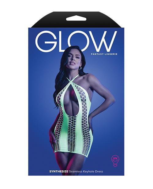 image of product,Glow Synthesize UV Reactive Seamless Halter Dress - Neon Green O/S - SEXYEONE