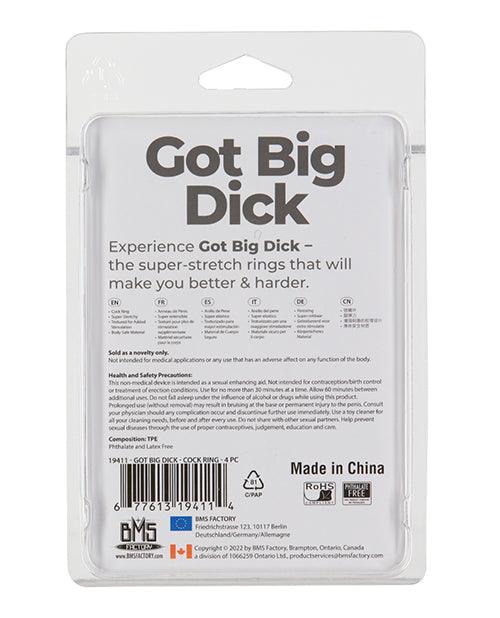 Got Big Dick 4 Pack Cock Rings - Black - SEXYEONE
