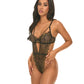 Greta Snake Eyelash Lace Teddy - Black/Gold - SEXYEONE