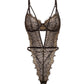 Greta Snake Eyelash Lace Teddy - Black/Gold - SEXYEONE