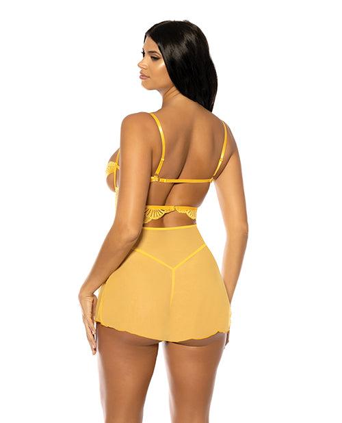 image of product,Hazel Peek-A-Boo Cup Babydoll w/G-String Panty - Yellow - SEXYEONE