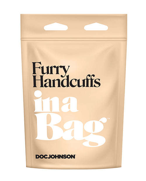 In A Bag Furry Handcuffs - Black - SEXYEONE