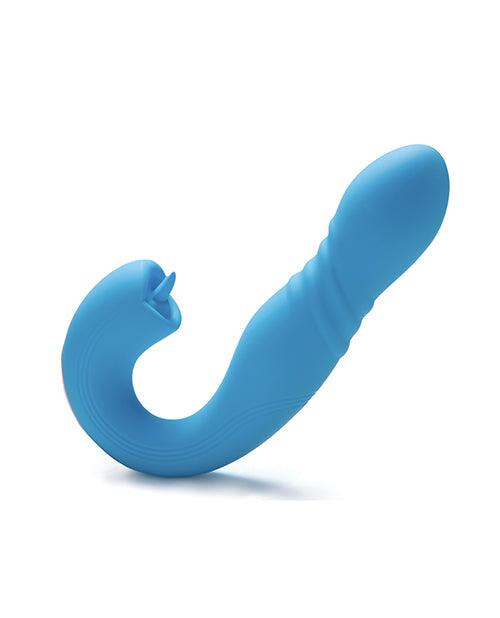 image of product,Joi App Controlled Thrusting G-spot Vibrator & Clit Licker - Blue - SEXYEONE