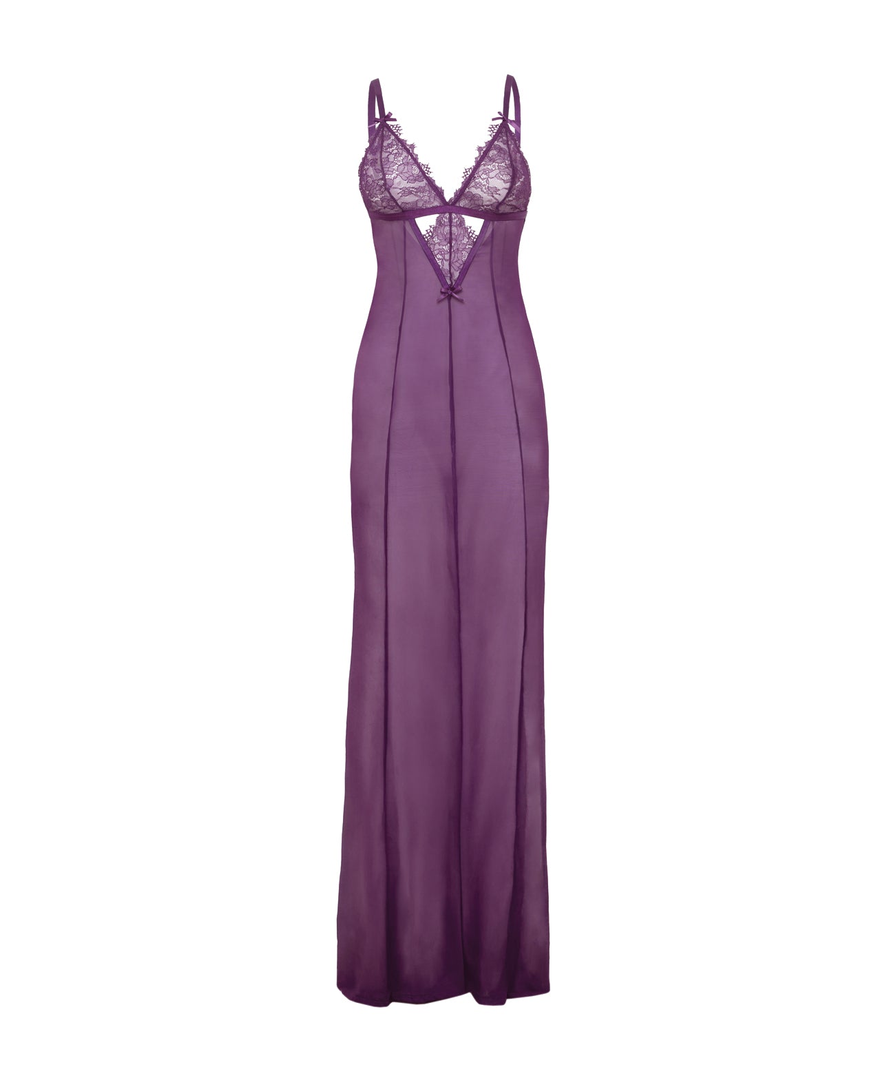 image of product,Katana Mesh & Eyelash Lace Gown - Purple 1X/2X - SEXYEONE