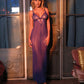 Katana Mesh & Eyelash Lace Gown - Purple - SEXYEONE