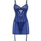 Kehlani Underwire Babydoll w/Detachable Garters & G-String - Cobalt Blue 1X/2X - SEXYEONE