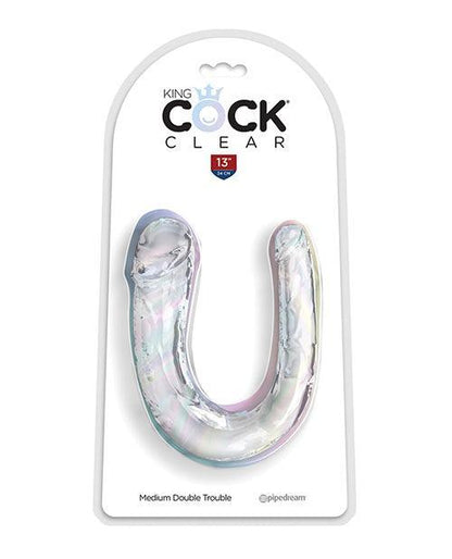 King Cock Clear Medium Double Trouble Dildo - Clear - SEXYEONE