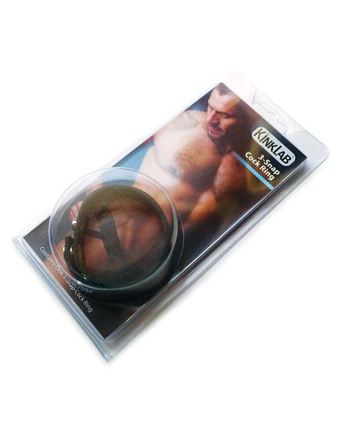 image of product,KinkLab Leather 3 Snap Cock Ring - SEXYEONE