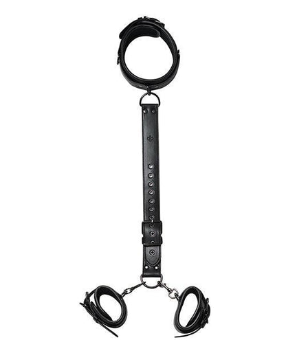 Kinky Play Box Locking Harness Collar to Wrist Restraints - Black - SEXYEONE