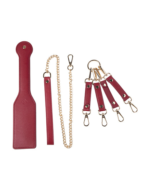 image of product,Kinky Play Box Red Passion 8 pc Set Bondage Kit - Red - SEXYEONE