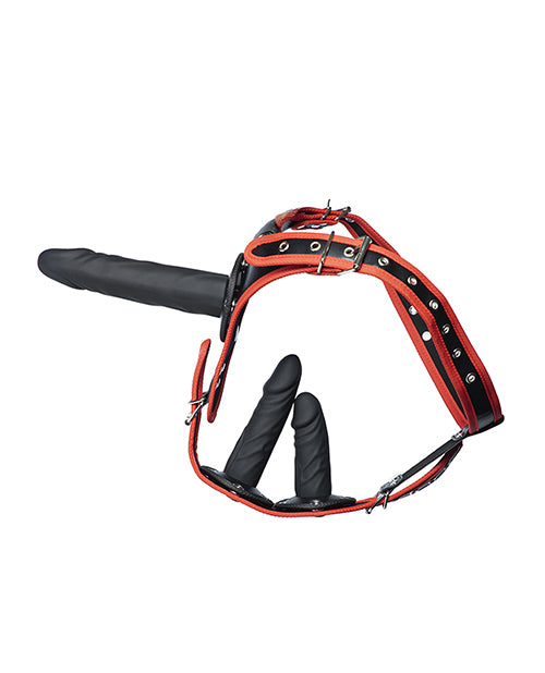 product image, Kinky Play Box Triple Thrill Strap-On Harness Kit - Black/Red - SEXYEONE