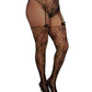 Lace and Fishnet Pantyhose with High-Waisted Lace Panty Design - Black QN - SEXYEONE