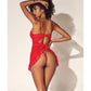 Lace & Mesh Babydoll W/open Back & G-string Red - SEXYEONE